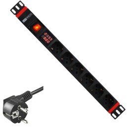 Multipresa rack 19" 6 prese Schuko con misuratore