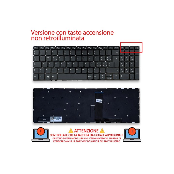 Tastiera Italiana Lenovo IdeaPad 320-15AST Grigia Senza Frame