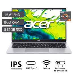 Notebook 15,6" Ryzen 7 5825U/8GB/512GB Acer Aspire Lite Windows 11 Pro