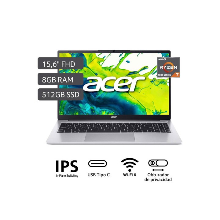 Notebook 15,6" Ryzen 7 5825U/8GB/512GB Acer Aspire Lite Windows 11 Pro