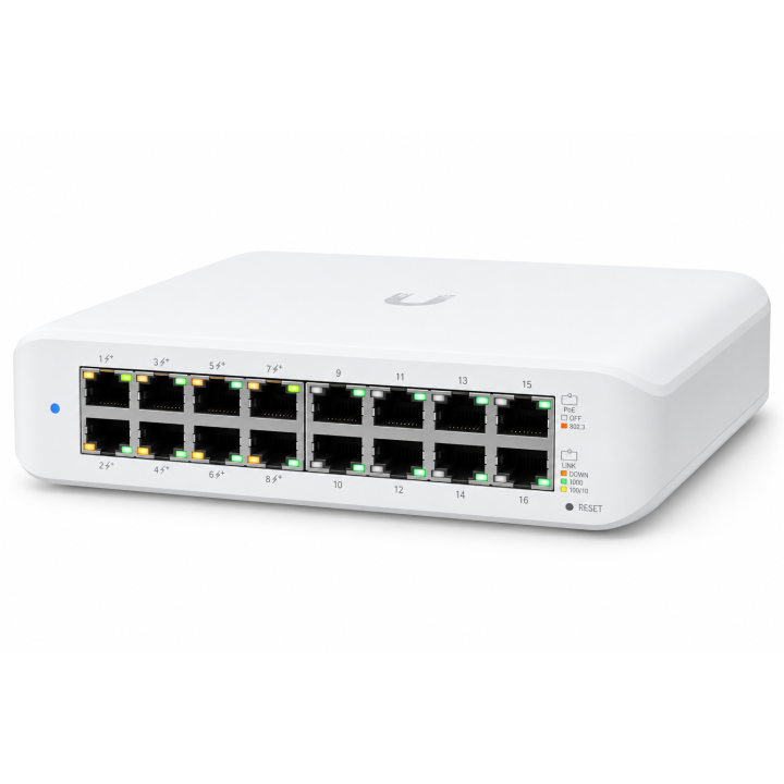 Switch Ubiquiti UniFi Lite 16 porte Gigabit con 8 PoE+ 45W