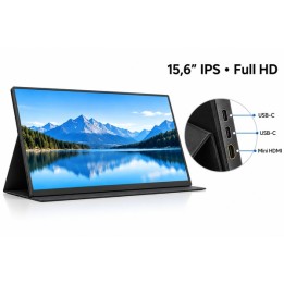 Monitor Portatile 15,6" IPS Full HD 100% sRGB USB-C Mini HDMI con Custodia Supporto
