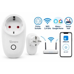 Presa Smart WiFi Schuko SONOFF S26F Timer Alexa Google Home OEM Senza Scatola