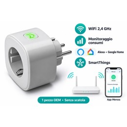 Presa Smart WiFi Schuko Meross 16A Monitoraggio Consumi Grigia OEM Senza Scatola
