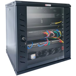 Armadio Rack 19" a Muro 15 unità Nero - 778x570x600 (AxLxP) - KIT MONTAGGIO