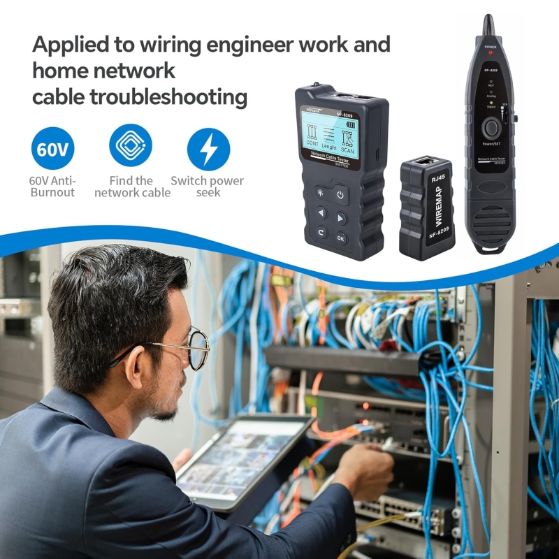 Tester Per Cavi Di Rete LAN 2 In 1 – RJ45 E RJ11, Multifunzione Con Scansione Automatica - 4