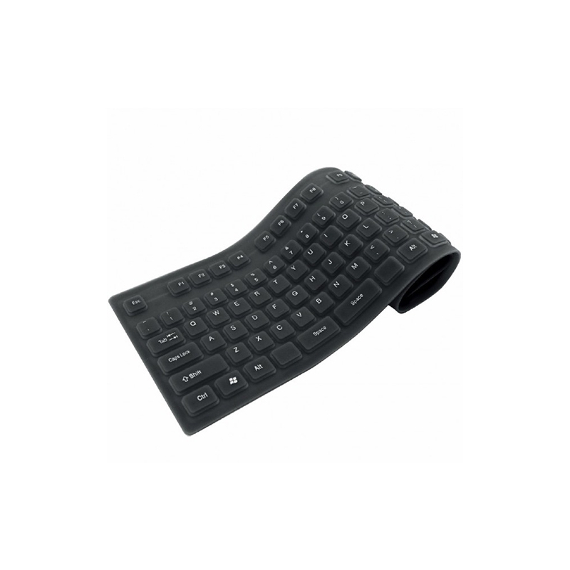 Tastiera Flessibile Arrotolabile USB/PS2 – Impermeabile, Layout Tedesco, Con Tastierino Numerico, Compatibile Windows 10, 8, 7, XP, Blu