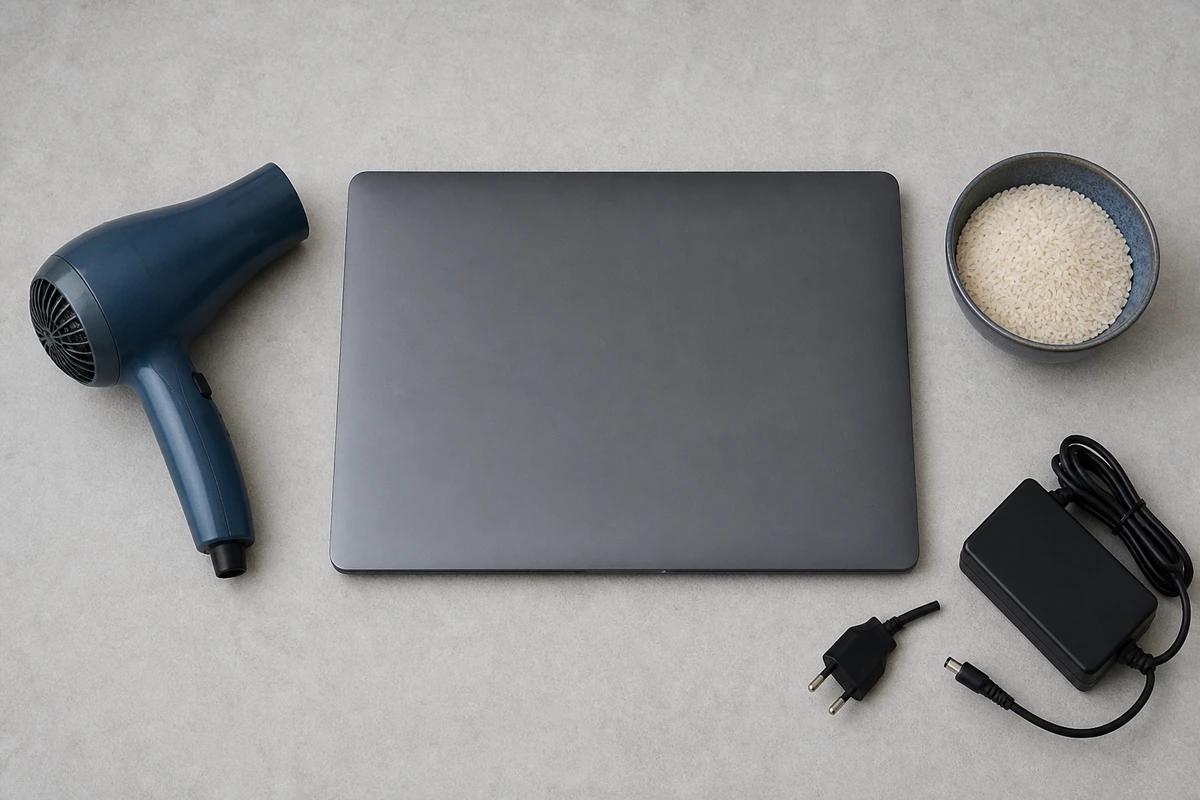 Phon, riso e caricatore da non usare su un notebook bagnato