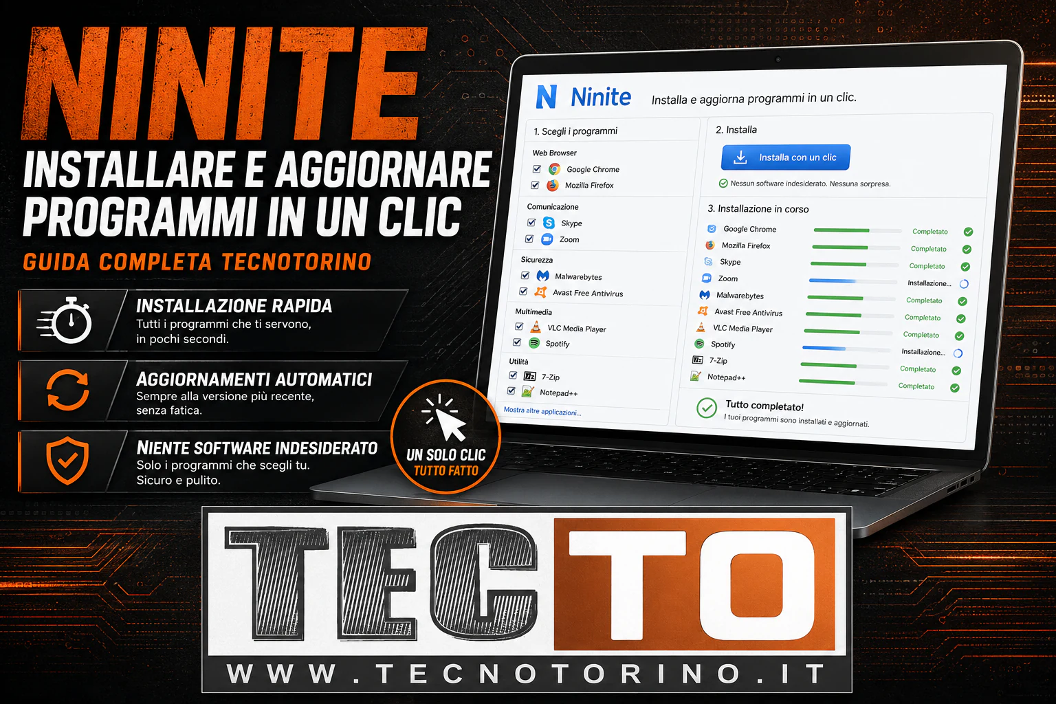Ninite: la guida completa di TecnoTorino per installare e aggiornare programmi in un clic