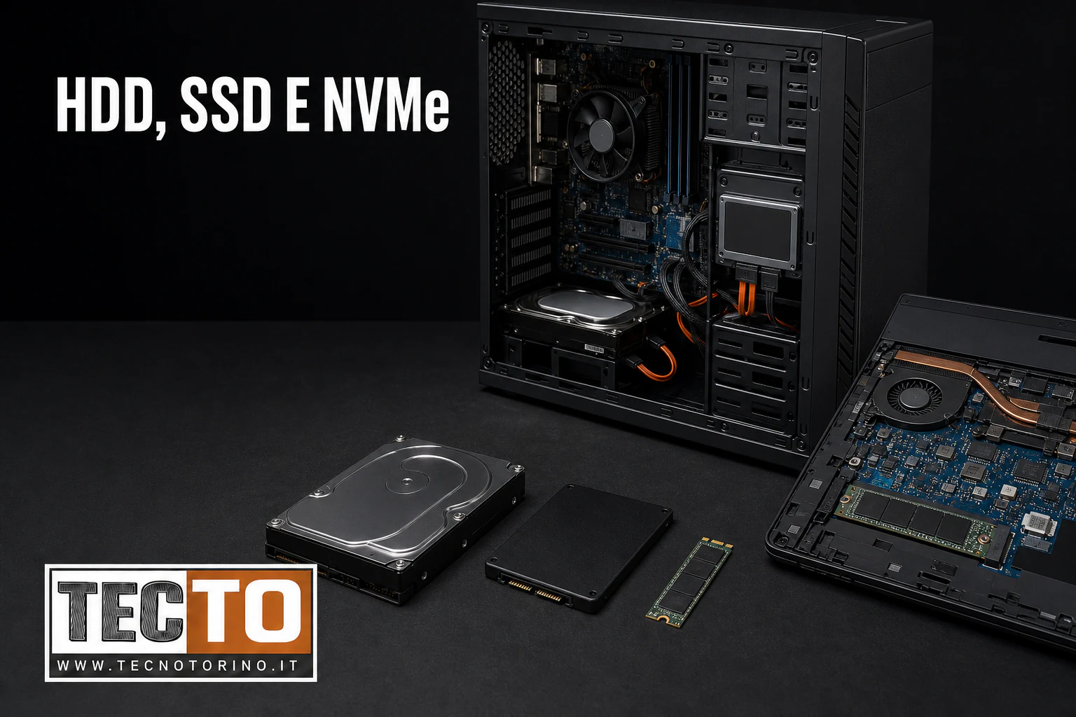 HDD, SSD SATA e NVMe per upgrade di PC desktop e notebook