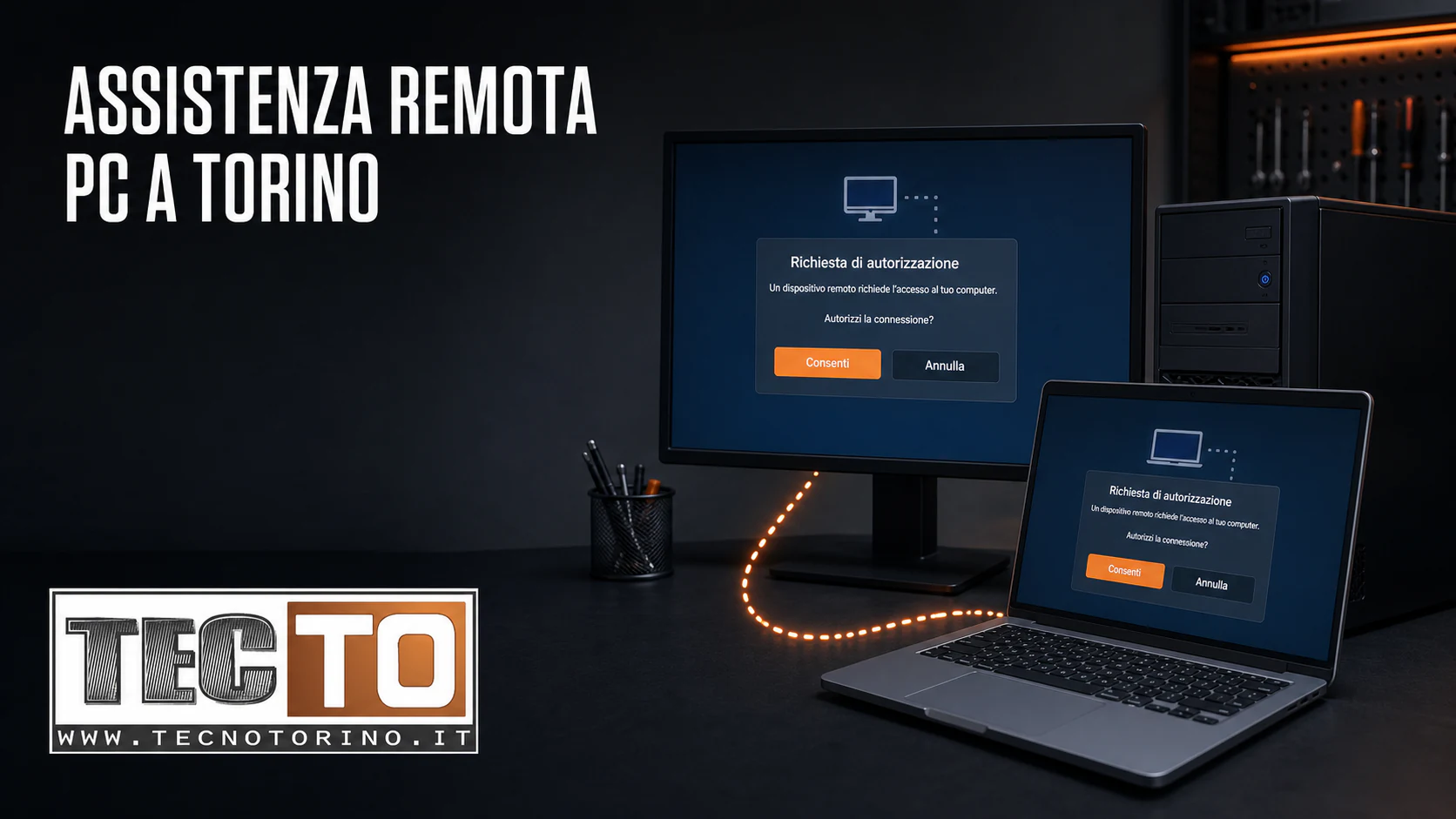 Assistenza remota su notebook e PC desktop a Torino con richiesta di autorizzazione