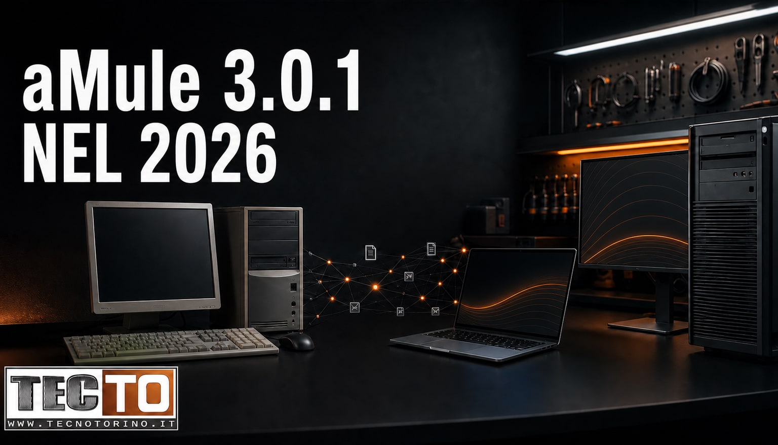 aMule 3.0.1 nel 2026 su computer vecchio e moderno nel laboratorio TecnoTorino